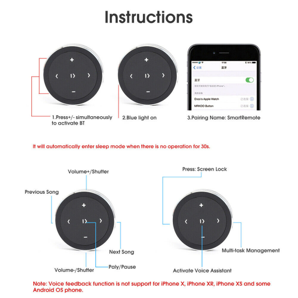 Bluetooth Remote Control (BLE Media Button)